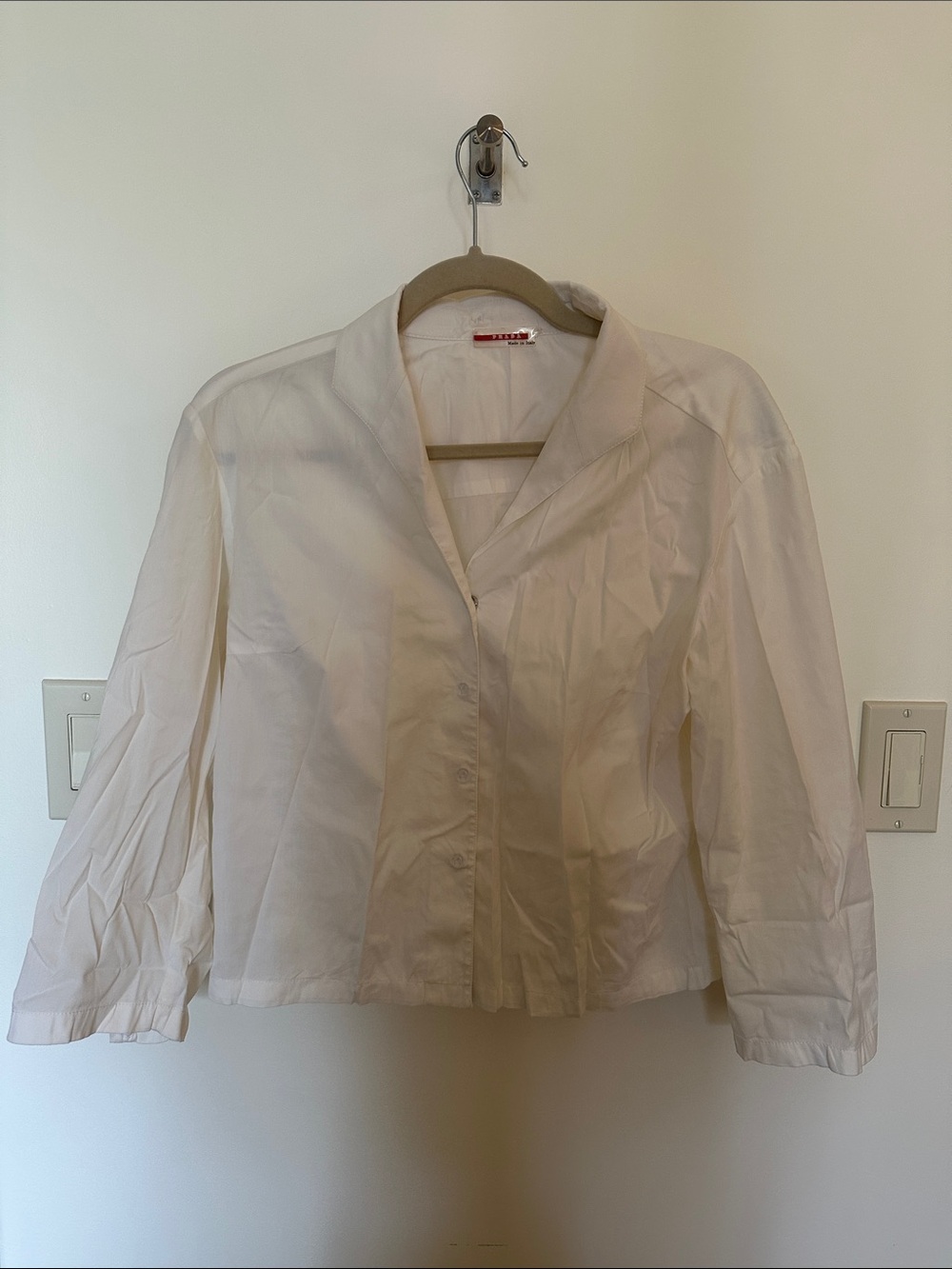 Prada White Collared Button Up Shirt Size M
